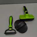 3PCS Self Cleaning Slicker Brush & Pet Grooming Rake & Bath Brush for Dogs,Cats and Horses | Double-Sided Dematting Comb & Skin Friendly Deshedding Grooming Tool | Premium Pet Supplies (Green Black)