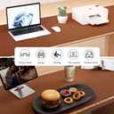 Aothia Leather Desk Pad Protector, Office Desk Mat, Large Mouse Pad, Laptop Desk Pad, Non-Slip PU Leather Desk Blotter, Waterproof Desk Writing Pad for Office and Home (Brown, 55" x 17")