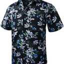 Men's Hawaiian Shirts Short Sleeve Casual Floral Button Down Tropical Shirt Summer Holiday Beach Aloha Hawaii Shirt, 2XL