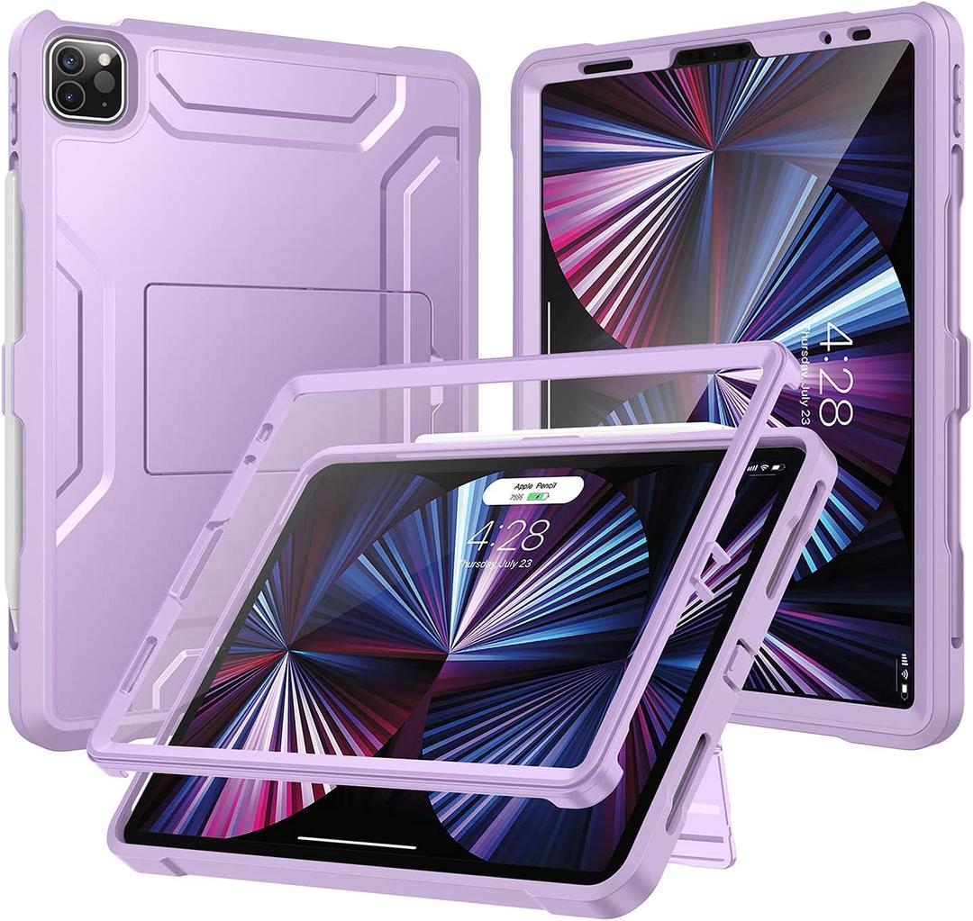 Soke Case for iPad Pro 11 Inch 2022/2021/2020/2018/iPad Air 5th/4th Generation,Built-in Screen Protector - Support 2nd Apple Pencil Charging - Heavy Duty Rugged Protective Kickstand Case - Violet