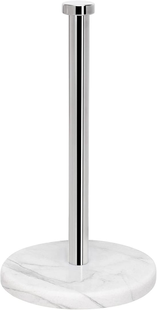 NearMoon Standing Paper Towel Holder, Kitchen Paper Towel Tissue Holder- for Bathroom Countertop, Standard or Jumbo-Sized Roll Paper (with Marble Base, Chrome Finish)