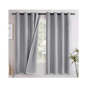 YoungsTex Grey Linen Blackout Curtains 63 Inches Long for Bedroom, Thermal Insulated Black Out Drapes with Grommet Room Darkening Privacy for Living Room, 2 Panels, 52 X 63 Inch