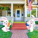 Wenqik 6 Pcs Easter Yard Signs Outdoor Large Bunnies Lawn Decor with Stakes Tumbling Bunnies Easter Outdoor Decorations Egg Hunt Signs for Outside Garden Lawn Party Spring, Assorted Sizes