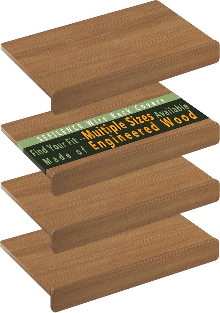 Wire Rack Covers for Shelves, Premium Engineered Wood Wire Shelf Covers for Pantry, Closet(4pcs, 24" W x 16" D), 24"W16"D