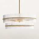 Crystal Fluted Glow Chandelier, Finial Details, Craftsmanship, Fluted Modern Design,Bronze-Finished Iron Finials, Light Fixtures for Dining Room,Not Includes Bulb,34" l x 34" w x 10" h