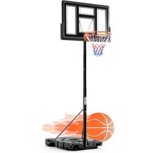 DUMOS 10FT Adjustable Height Portable Basketball Hoop Outdoor for Adult, 44 Inch Shatterproof Backboard w/Shock Absorbent Rim, Fillable Base, 2 Wheels for Swimming Pool/Indoor