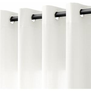 Ivory Linen Curtains 84 Inch Length 2 Panels for Living Room Bedroom, Light Filtering Sheer Curtains 84 Inches, Modern Farmhouse Grommet Semi Sheer Soft Privacy Drapes