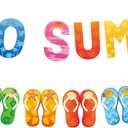 Hello Summer Banner and Colorful Flip Flop Banner Summer Hawaiian Tropical Beach Pool Slippers Garland Banner Summer Holiday Birthday Party Classroom Bulletin Board Fireplace Mantle Decorations