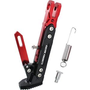 Universal Motorcycle Kickstand Accessories Motor Scooter Modified CNC Aluminum Alloy Adjustable Tripod Holder Kickstand Foot Side Support Stand Motor Scooter Motorbike Motocross Dit Pit Bike (Red)