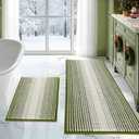 BSICPRO Bathroom Rugs and Mats Sets, 2 Piece Thick Absorbent Chenille Bath Mat Rug Set Non Slip, Soft Shaggy Bath Room Floor Mats for Bathroom, Machine Washable (Sage, 20" x 47" Plus 16" x 24")