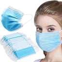 NNPCBT Blue Disposable Face Masks 100 Pack,3-Ply Breathable Mask For Adults,Great For Outdoors,Home, Office, School
