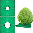 Amylove 2 Set Landscape Pruning Tarp 78.7"x78.7" Waterproof Bush Trimming Tarp with Hole Shrub Catcher with Four Corner Buckles for Leaf Collection Garden Tree Shrub Leaf Trimming Accessories