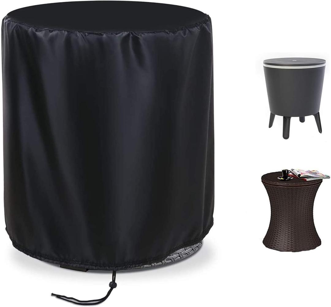 Fenghome Round Patio Cool Bar Table Cover, Waterproof Fade Resistant Fabric with Drawstrings for Small Coffee Cocktail Outdoor Furniture Side Tables, Diameter 20.5 x Height 23 Inches (Black)