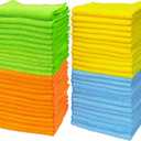 Simple Houseware Microfiber Cleaning Cloth 50 Pack, 12" x 12", 4 Colors
