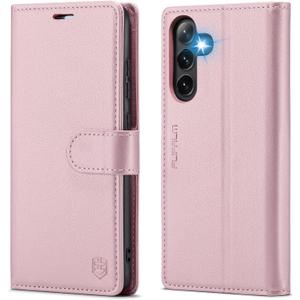 Wallet Case for Samsung Galaxy S25 5G, RFID Blocking Credit Card Holder, PU Leather Folio Flip Kickstand Protective Shockproof Cover for Galaxy S25 (Rose Gold)