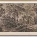 Framed Canvas Wall Art for Living Room Decor, Vintage Neutral Brown Woodland Landscape Painting Farmhouse Canvas Prints Artwork, Antique Wall Pictures Decor for Bedroom Gallery Office, Bathroom Wall Decor - 12x16Inch