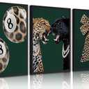 3pcs Trendy Leopard Canvas Wall Art Funky Lucky 8 Ball Posters Prints Paintings Cheetah Bows Preppy Aesthetic Pictures Wall Decor for Bedroom Dorm Living Bathroom Decoration Unframed