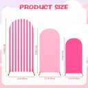 Striped Arch Backdrop Cover Set of 3 Pink Arch Covers Spandex Stretch Backdrop Stand 4ft, 5ft, 6ft for Wedding Birthday Banquet Ceremony Decoration(Pink)