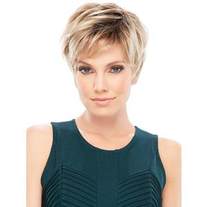 BLONDE UNICORN Ombre Blonde Pixie Cut Short Wigs with Bangs for Women, Fiber & Remy Human Hair Blend Natural Daily Use