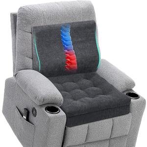 Recliner Cushions for Elderly with Lumbar Support, Patent Design 20x20x4 Inch Thick Chair Cushion Soft Tufted Dual Layer Booster Seat Cushions for Seniors Recliner Risers Gray 1 Set