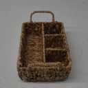 Glenmal Wicker Flatware Storage Basket Utensil Caddy Hand Woven Divided Cutlery Holder Kitchen Utensil Organizer Water Hyacinth Silverware Organizer with Handle for Countertop Party (Rectangular)