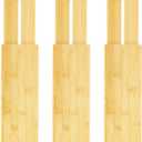 VaeFae 3 Pack Bamboo Drawer Dividers, 4" High Adjustable 11.9-17.1" Clothes Drawer Organizers, Expandable Separators for Bedroom/Bathroom/Kitchen/Office Storage