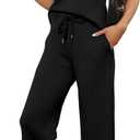 SAMPEEL Two Piece Sets for Women Summer Outfits Lounge Sets Mock Neck Tops Wide Leg Crop Pants Vacation Travel Outfits (Black, Medium)