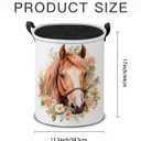 Watercolor Horse with Flowers Laundry Hamper Basket,Horse Art Collapsible Portable Laundry Bag, Storage Bins Toys Storage Gifts Basket, Bedroom Home Nursery Decor for Baby Girl Women