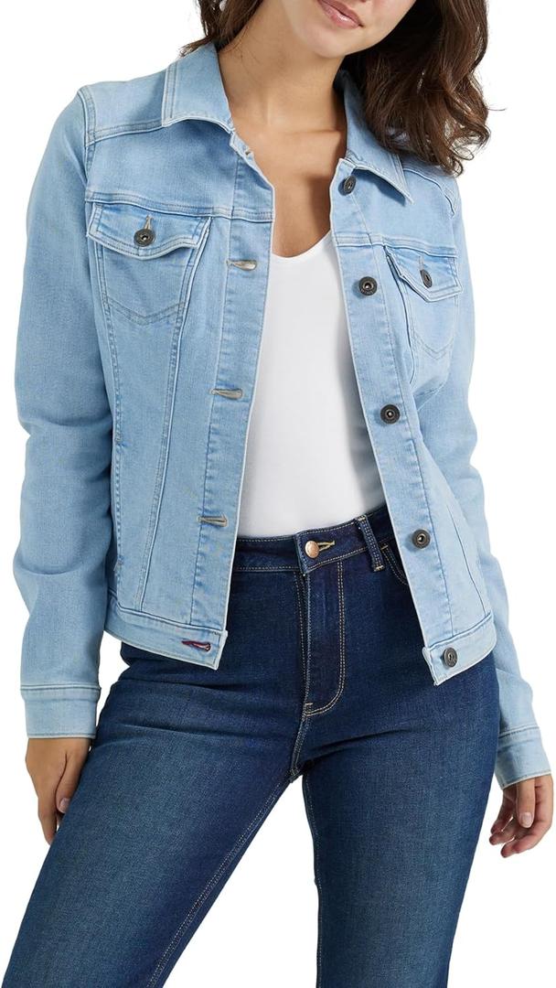 Wrangler Authentics Women's Stretch Denim Jacket, Light Wash, Medium