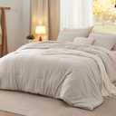 Bedsure Queen Size Comforter Set, Oatmeal Soft Prewashed Bedding for All Seasons, 3 Pieces GentleSoft Warm Down Alternative Bed Set, 1 Lightweight Comforter (90"x90") and 2 Pillowcases (20"x26")
