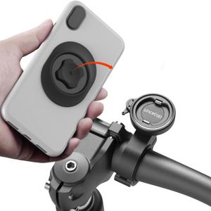 Bike Phone Mount,Motorcycle Phone Holder with Universal Adapter,Out Front Bicycle Handlebar Mount for Mountain Road EBike,Scooter,Moto,MTB,Quick Release Attach/Detach-BlackSeries C - 1st Gen (1st GenHandlebar Mount-Black)