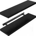 AMADA HOMEFURNISHING Floating Shelves Wall Mounted, 24 x 7 Inch Wall Shelves for Bathroom, Bedroom, Living Room, Black Shelves Set of 2 | Wall Shelves, for Bathroom, Bedroom, Living Room, Shelves