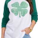 Tipsy Elves St. Patrick's Day Long-Sleeved Shirts for Women (White, L)