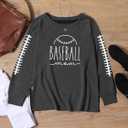 Womens Long Sleeve Shirt Pullover Tops, Loose Casual Crewneck T-Shirt Lightweight Sweatshirt (Small, Baseball)