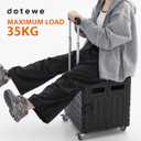 Folding Utility Cart Black Portable Rolling Crate Handcart Foldable Shopping Trolley Collapsible, with Lid, on Wheels, for Grocery, Garden, Office, Storage, Teacher, Tool (Black)