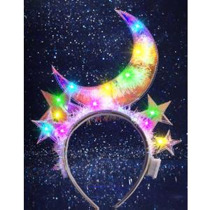 Light Up Moon Headband Star Costume Hair Accessories for Women(Colorful, One Size) (Pack of 1)