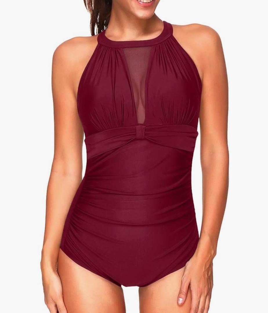 Tempt Me Women One Piece Swimsuit High Neck Plunge Ruched Tummy Control Bathing Suit L Tempt Me Women One Piece Swimsuit High Neck Plunge Ruched Tummy Control Bathing Suit L