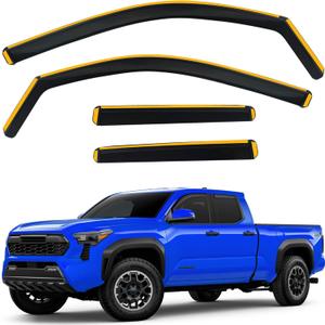 Shatterproof in-Channel Rain Guards for Toyota Tacoma 2024-2025 Double Cab, Clip-on Window Deflectors Vent Window Visors Rain Sun Wind Guards Shade Deflectors, 4 pcs
