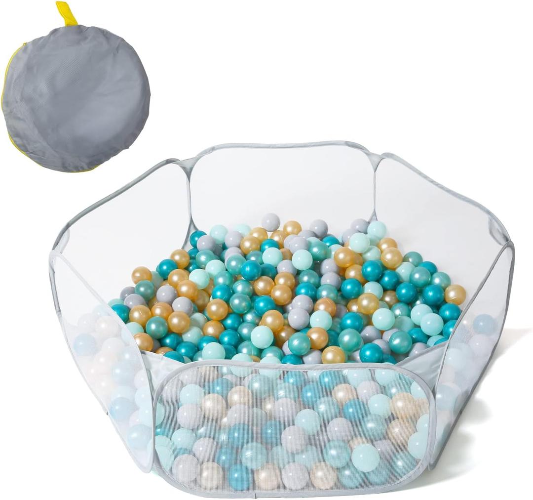 STARBOLO Gray Kids Ball Pit, Children Toy Ball Play Pool Foldable Play Tent for Kids Girls Boys Indoor and Outdoor, Balls Not Included.