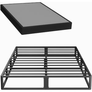 Superay Queen Box Spring, 10 inch Box Spring for Queen Bed, Heavy Duty Metal Bed Frame with Fabric Cover, 3000lbs Max Weight Capacity Bed Base Mattress Foundation, Easy Assembly, Noise Free, Black