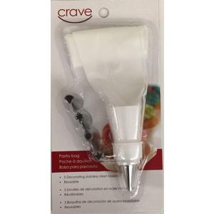 Crave Pastry Bag with Five Different Stainless Steel Nozzles for Precision, Colors Vary, 1-pack