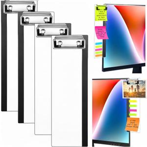 4 Pcs Monitor Memo Board with Clip for Computer, Acrylic Monitor Memo Board Computer Sticky Note Holder, Office Desk Accessories