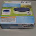 INTEX 28020E Pool Cover: For 8ft Round Easy Set Pools  Includes Rope Tie  Drain Holes  12in Overhang  Snug Fit