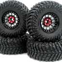 HOBBYSOUL Height 5.0''/127mm Tires 2.2'' Tyres & 2.2 Beadlock Wheels Adjustable 4 Offsets Rims for RC Mud Crawler Trail Gen8 Everest 10 gen 7 Pro/Axial Capra Wraith,HS701234 (Black)