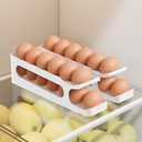 Egg Holder for Fridge, Auto Rolling Egg Roller/Dispenser/Organizer/Storage/Container for Refrigerator, Countertop, Kitchen, Space-saving Egg Tray for 24 Eggs, 2 Tiers, 2 Packs