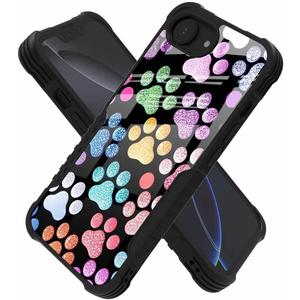 Compatible with iPhone 16e Case Anti Slip Shockproof Hard PC Back Soft TPU Prevention Protective Case, Unique Design Fashion Print for Men Women - Colorful Dog Paw