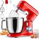 Stand Mixer, KICHOT 10+P Speed 4.8 Qt. Household Stand Mixers, Tilt-Head Cake Mixer Machine with Dough Hook, Beater, Wire Whisk & Splash Guard Attachments for Baking, Cake, Cookie, Kneading, RED