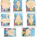Saypacck 24 Pcs Summer Party Favors Have a Summer Beach Hawaiian Wooden Craft Kits Tropical Hawaiian Wooden Painting Art with for Pool Beach Birthday Goodie Bags Fillers Gifts Organza Bag