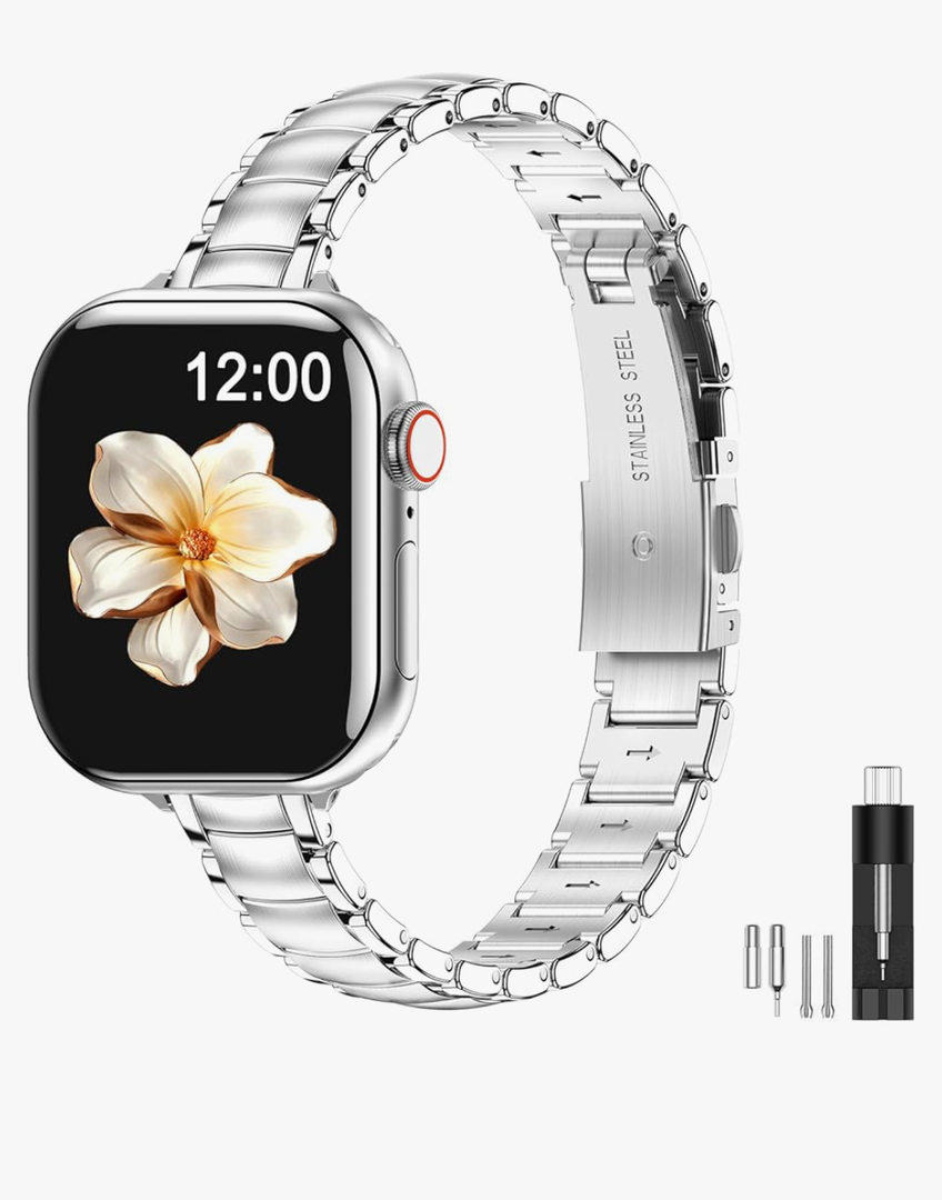 MioHHR Thin Metal Bands Compatible with Apple Watch Band Ultra3/2/1 Series 11 10 9 8 7 6 5 4 3 2 1 SE3/2/1,Slim Narrow Stainless Steel Strap for Women iWatch 49mm 46mm 45mm 44mm 42mm 41mm 40mm 38mm