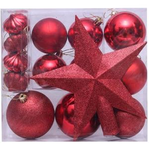 18pcs Christmas Balls Plating Balls Gift Box Tree Top Star Set Christmas Decorations (Size : Red)